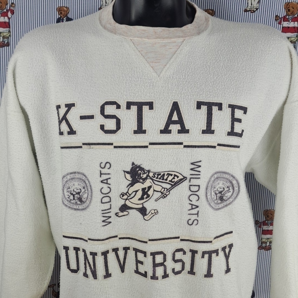Vintage 80's Kansas State University reverse weave white & purple XL sweatshirt